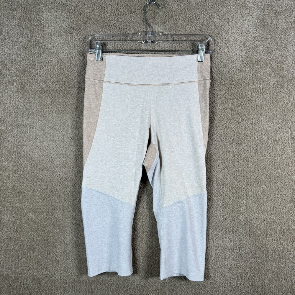 Outdoor Voices Leggings Womens Medium Beige Gray Colorblock Capri Stretch Yoga